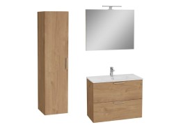 Koupelnová sestava s umyvadlem 80 cm včetně umyvadlové baterie, vtoku a sifonu VitrA Mia zlatý dub KSETMIA80D (KSETMIA80D)
