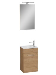 Koupelnová sestava s umyvadlem zrcadlem a osvětlením VitrA Mia 39x61x28 cm zlatý dub MIASET40D (MIASET40D)