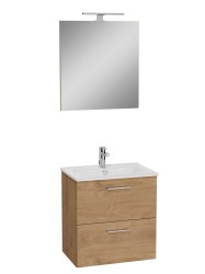 Koupelnová sestava s umyvadlem zrcadlem a osvětlením VitrA Mia 59x61x39,5 cm zlatý dub MIASET60D (MIASET60D)