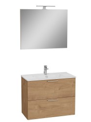 Koupelnová sestava s umyvadlem zrcadlem a osvětlením VitrA Mia 79x61x39,5 cm zlatý dub MIASET80D (MIASET80D)