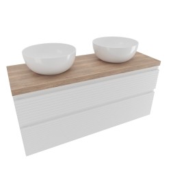 Koupelnová skříňka 2 zásuvková s krycí deskou Naturel Savona 118x53x44,8 cm bílá lesk SAVONA2120BIDDH (SAVONA2120BIDDH)