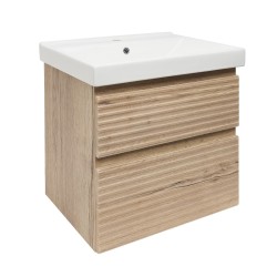 Koupelnová skříňka 2 zásuvková s umyvadlem Naturel Savona 58x53x44,8 cm dub Halifax mat SAVONA260DHU1 (SAVONA260DHU1)