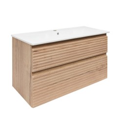 Koupelnová skříňka 2 zásuvková s umyvadlem Naturel Savona 98x53x44,8 cm dub Halifax mat SAVONA2100DH (SAVONA2100DH)
