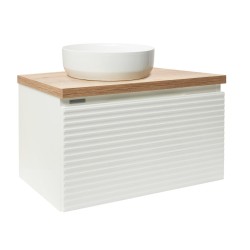 Koupelnová skříňka pod umyvadlo Naturel Savona 98x43x44,8 cm bílá lesk, deska dub halifax SAVONA100BIDDH (SAVONA100BIDDH)