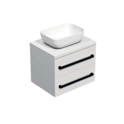 Koupelnová skříňka s černou úchytkou a krycí deskou SAT Cube Way 60x47,5x46 cm bílá lesk CUBE46C1603BI45 (CUBE46C1603BI45)