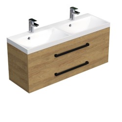 Koupelnová skříňka s černou úchytkou a umyvadlem SAT Cube Way 120x47,5x40 cm dub Hickory mat CUBE2C120ZDH (CUBE2C120ZDH)