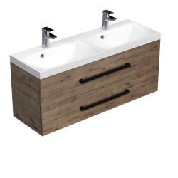 Koupelnová skříňka s černou úchytkou a umyvadlem SAT Cube Way 120x53x40 cm dub Wellington mat CUBE2C120ZDW (CUBE2C120ZDW)