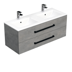 Koupelnová skříňka s černou úchytkou a umyvadlem SAT Cube Way 120x53x46 cm beton mat CUBE46C1202BEMOD (CUBE46C1202BEMOD)