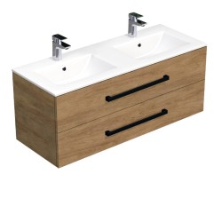 Koupelnová skříňka s černou úchytkou a umyvadlem SAT Cube Way 120x53x46 cm dub Hickory mat CUBE46C1202DHMOD (CUBE46C1202DHMOD)