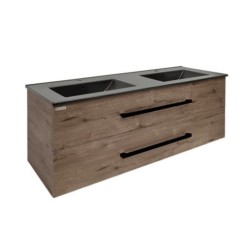 Koupelnová skříňka s černou úchytkou a umyvadlem SAT Cube Way 120x53x46 cm dub Wellington mat CUBE46C1202DWMODC (CUBE46C1202DWMODC)
