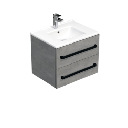 Koupelnová skříňka s černou úchytkou a umyvadlem SAT Cube Way 60x53x46 cm beton mat CUBE46C602BEMOD (CUBE46C602BEMOD)