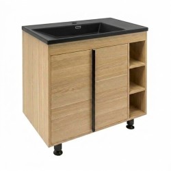 Koupelnová skříňka s černým umyvadlem Naturel Lucca 79x70x45 cm dub mat LUCCA80DU3ABKM (LUCCA80DU3ABKM)
