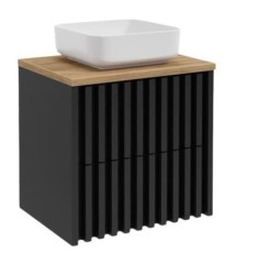 Koupelnová skříňka s dubovou krycí deskou SAT Delano 60x56x45 cm černá DELANO60ZCDE (DELANO60ZCDE)