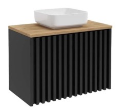 Koupelnová skříňka s dubovou krycí deskou SAT Delano 80x56x45 cm černá DELANO80ZCDE (DELANO80ZCDE)