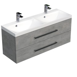 Koupelnová skříňka s dvojumyvadlem SAT Cube Way 120x53x40 cm beton CUBE2120ZBE (CUBE2120ZBE)