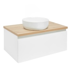 Koupelnová skříňka s krycí deskou SAT B-WAY 79x30x45 cm bílá lesk BWAY80WDOAK (BWAY80WDOAK)