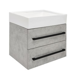 Koupelnová skříňka s umyvadlem a černou úchytkou SAT Cube Way 60x53x46 cm beton mat CUBE46C602BESATCW (CUBE46C602BESATCW)