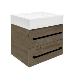 Koupelnová skříňka s umyvadlem a černou úchytkou SAT Cube Way 60x53x46 cm dub Wellington mat CUBE46C602DWSATCW (CUBE46C602DWSATCW)