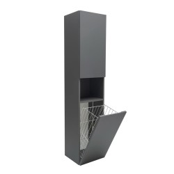 Koupelnová skříňka vysoká s košem na prádlo SAT Feel 36x165x32 cm antracit mat SATFEELV36ANTK (SATFEELV36ANTK)
