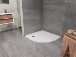 Lansanit - Sprchová vanička čtvrtkruhová EX 900x900 mm, R550, bez nožiček, sifon vlevo (LANEX90KL)