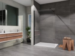 Lansanit Sprchová zástěna Walk-IN 1000, černý/čiré sklo (LAN05037)