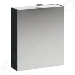 Laufen - Base Zrcadlová skříňka s LED osvětlením, 70x60x19 cm, 1 dvířka, panty vlevo, šedá (H4027511102661)