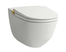 Laufen - Cleanet Riva Elektronický bidet s keramikou, závěsný, Rimless, SoftClose, LCC, bílá/matné zlato (H8206914020001)