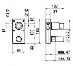 Laufen - Concealed Bodies Montážní těleso pod omítku, Simibox 2-point, páka nahoře (HF574048000000)