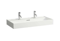 Laufen - Kartell Dvojumyvadlo 100x46 cm, s přepadem, 2 otvory pro baterii, LCC, bílá (H810337A001071)