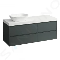 Laufen - Lani Umyvadlová skříňka, 58x137x49 cm, 4 zásuvky, výřez vlevo, šedá/bílá (H4045821122661)