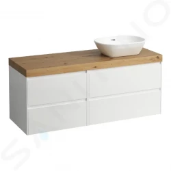 Laufen - Lani Umyvadlová skříňka, 58x137x49 cm, 4 zásuvky, výřez vpravo, matná bílá/dub (H4065831122601)