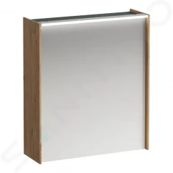 Laufen - Lani Zrcadlová skříňka s LED osvětlením, 71x62x21 cm, 1 dvířka, panty vlevo, dub (H4037311122671)