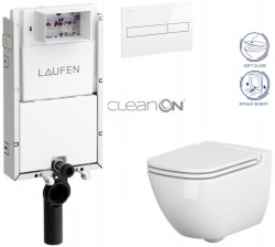 LAUFEN Podomít. systém LIS TW1 SET s bílým tlačítkem + WC CERSANIT CLEANON CASPIA + SEDÁTKO (H8946630000001BI CP1)