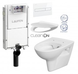 LAUFEN Podomít. systém LIS TW1 SET s bílým tlačítkem + WC CERSANIT CLEANON PARVA + SEDÁTKO (H8946630000001BI PA2)
