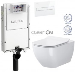 LAUFEN Podomít. systém LIS TW1 SET s bílým tlačítkem + WC CERSANIT VIRGO CLEANON + SEDÁTKO (H8946630000001BI ME1)