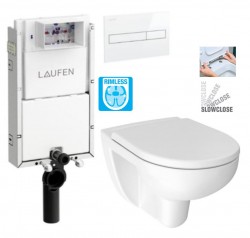 LAUFEN Podomít. systém LIS TW1 SET s bílým tlačítkem + WC JIKA LYRA PLUS RIMLESS + SEDÁTKO DURAPLAST SLOWCLOSE (H8946630000001BI LY2)