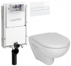 LAUFEN Podomít. systém LIS TW1 SET s bílým tlačítkem + WC JIKA LYRA PLUS + SEDÁTKO DURAPLAST (H8946630000001BI LY6)