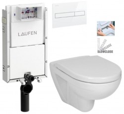 LAUFEN Podomít. systém LIS TW1 SET s bílým tlačítkem + WC JIKA LYRA PLUS + SEDÁTKO DURAPLAST SLOWCLOSE (H8946630000001BI LY5)
