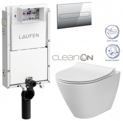 LAUFEN Podomít. systém LIS TW1 SET s chromovým tlačítkem + WC CERSANIT CLEANON CITY (H8946630000001CR CI1)