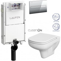LAUFEN Podomít. systém LIS TW1 SET s chromovým tlačítkem + WC CERSANIT CLEANON COLOUR + SEDÁTKO (H8946630000001CR CN1)
