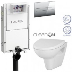 LAUFEN Podomít. systém LIS TW1 SET s chromovým tlačítkem + WC CERSANIT CLEANON PARVA + SEDÁTKO (H8946630000001CR PA1)