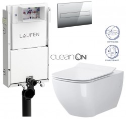 LAUFEN Podomít. systém LIS TW1 SET s chromovým tlačítkem + WC CERSANIT VIRGO CLEANON + SEDÁTKO (H8946630000001CR ME1)