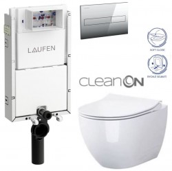 LAUFEN Podomít. systém LIS TW1 SET s chromovým tlačítkem + WC CERSANIT ZEN CLEANON + SEDÁTKO (H8946630000001CR HA1)