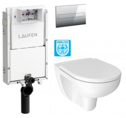 LAUFEN Podomít. systém LIS TW1 SET s chromovým tlačítkem + WC JIKA LYRA PLUS RIMLESS + SEDÁTKO DURAPLAST (H8946630000001CR LY1)