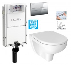 LAUFEN Podomít. systém LIS TW1 SET s chromovým tlačítkem + WC JIKA LYRA PLUS RIMLESS + SEDÁTKO DURAPLAST SLOWCLOSE (H8946630000001CR LY2)
