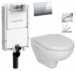 LAUFEN Podomít. systém LIS TW1 SET s chromovým tlačítkem + WC JIKA LYRA PLUS + SEDÁTKO DURAPLAST SLOWCLOSE (H8946630000001CR LY5)