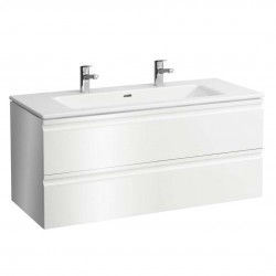 Laufen - Pro S Skříňka s dvojumyvadlem, 120x55x50 cm, 2 zásuvky, lesklá bílá (H8619674751071)