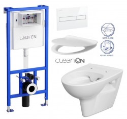 LAUFEN Rámový podomítkový modul CW1 SET s bílým tlačítkem + WC CERSANIT CLEANON PARVA + SEDÁTKO (H8946600000001BI PA2)