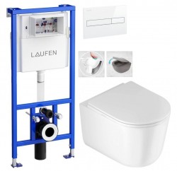 LAUFEN Rámový podomítkový modul CW1 SET s bílým tlačítkem + WC DEANTE Jasmin se sedátkem RIMLESS (H8946600000001BI JA1)