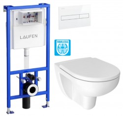 LAUFEN Rámový podomítkový modul CW1 SET s bílým tlačítkem + WC JIKA LYRA PLUS RIMLESS + SEDÁTKO DURAPLAST (H8946600000001BI LY1)